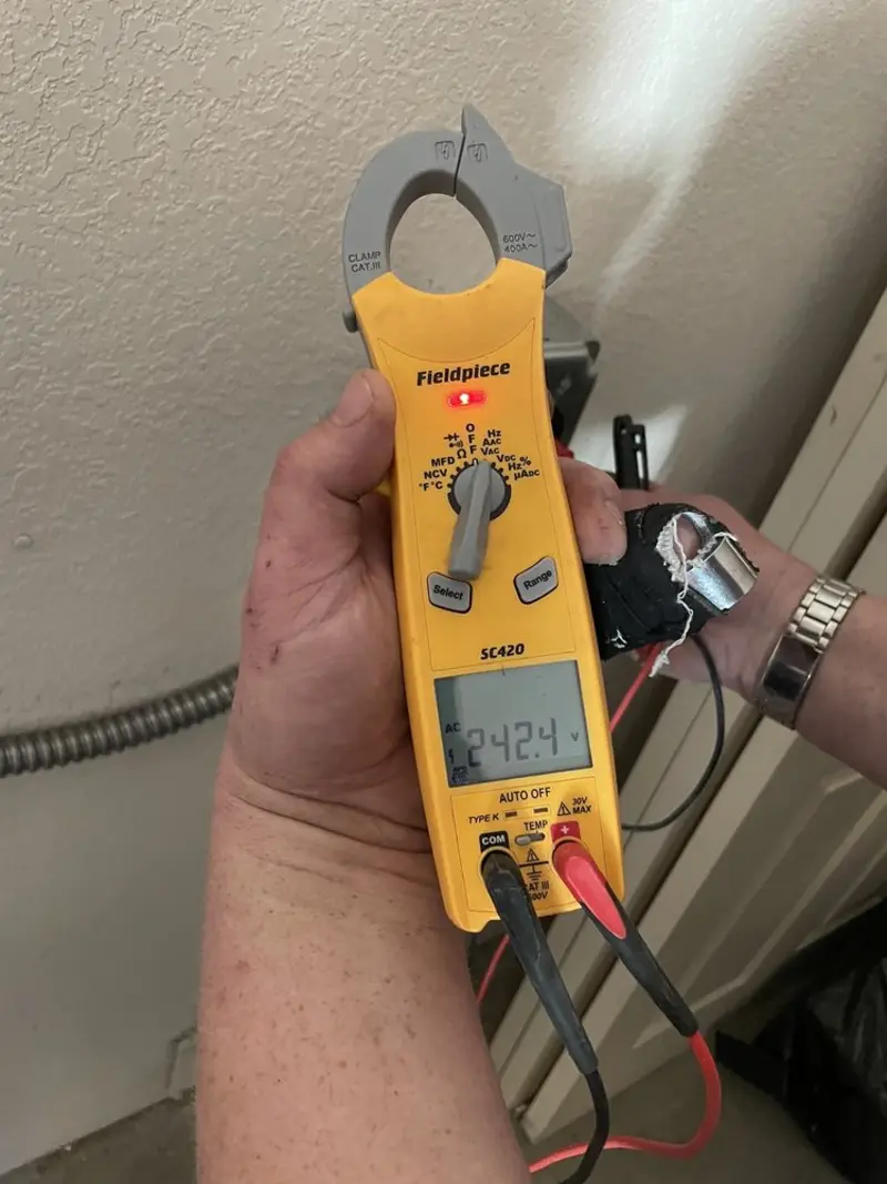 Voltage testing with clamp meter during Generator Installation in Worcester